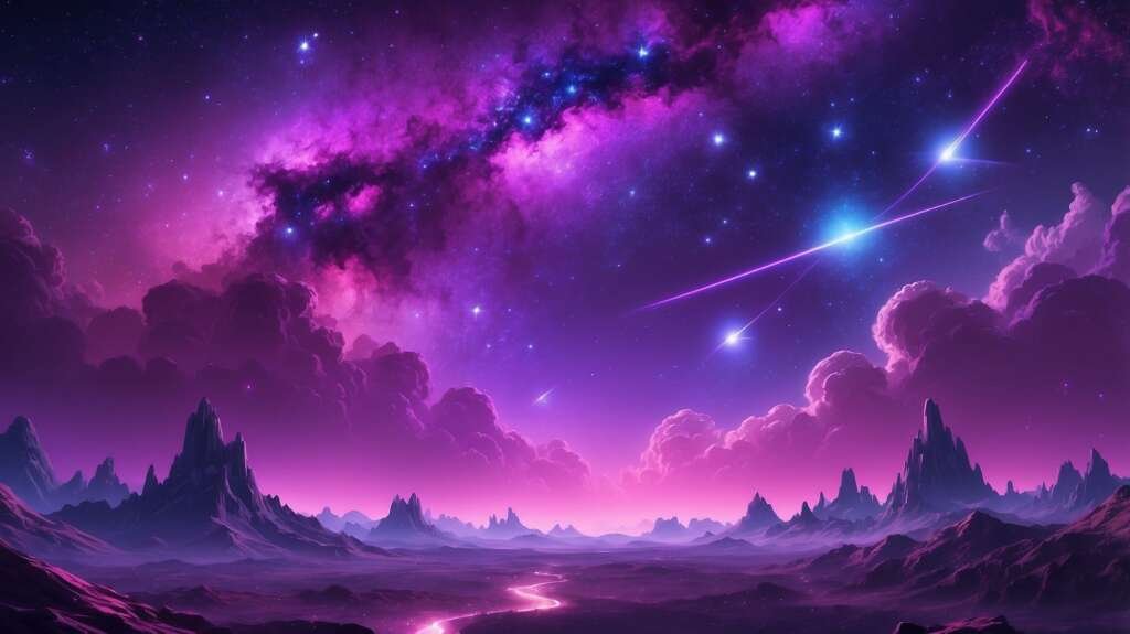 High Resolution Purple Neon Galaxy Wallpaper for Desktop