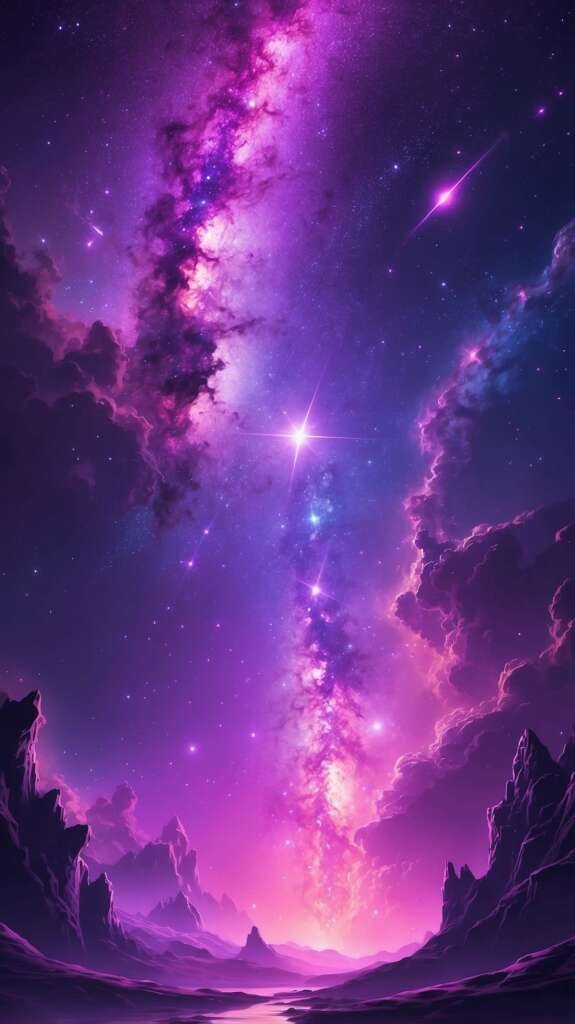 Vertical Purple Galaxy Phone Wallpaper High Res