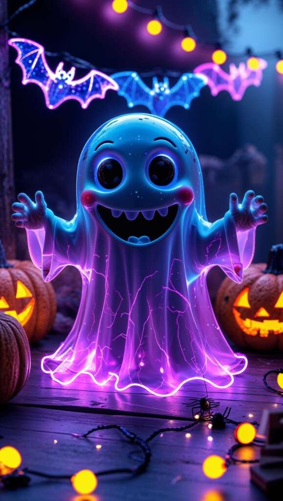 Cute glowing ghost mobile wallpaper by Leonardo Phoenix