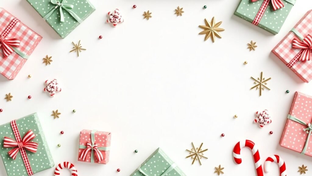 Bold red and white vertical striped preppy Christmas background for all devices.