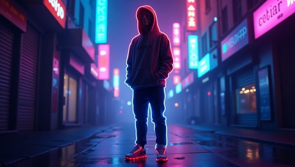 Flux Dev Neon Silhouette Boys Wallpaper