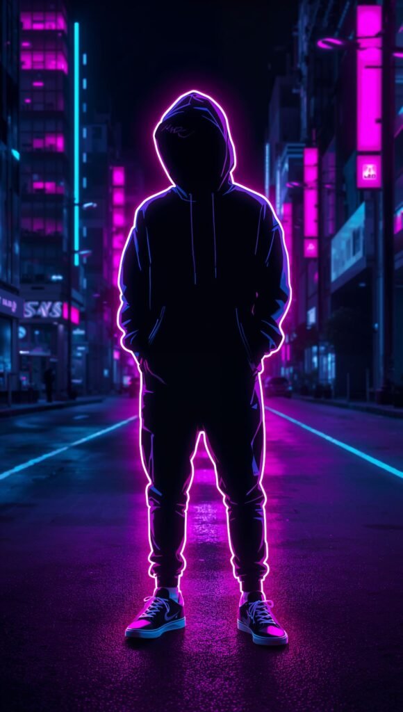 Vertical Dark Neon Boys Wallpaper for iPhone
