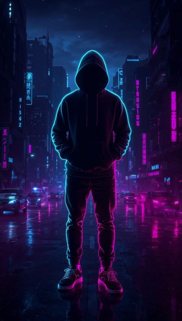 Vertical Neon Landscape Boys Wallpaper HD