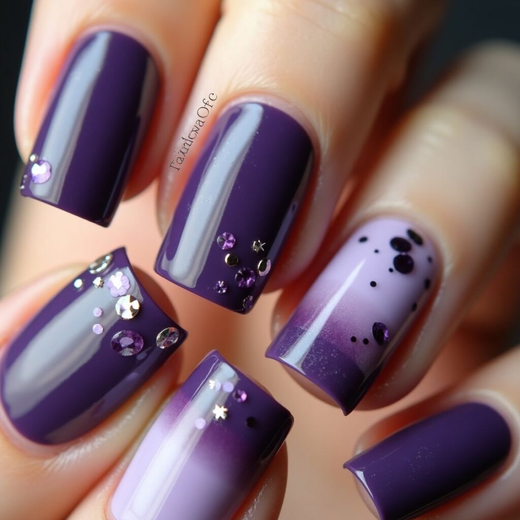 Purple Color Nail art Designs