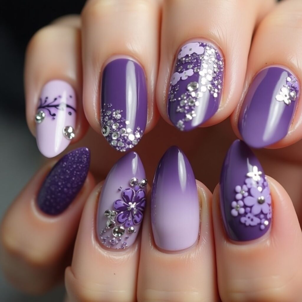 Purple Color Nail art Designs