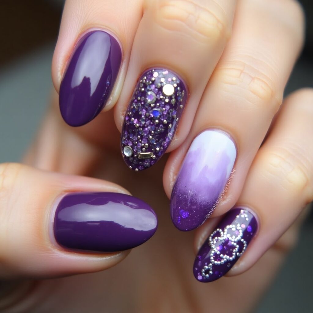 Purple Color Nail art Designs