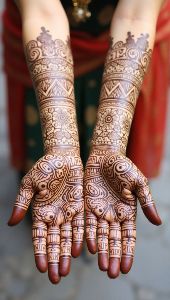 Traditional full hand mehndi design