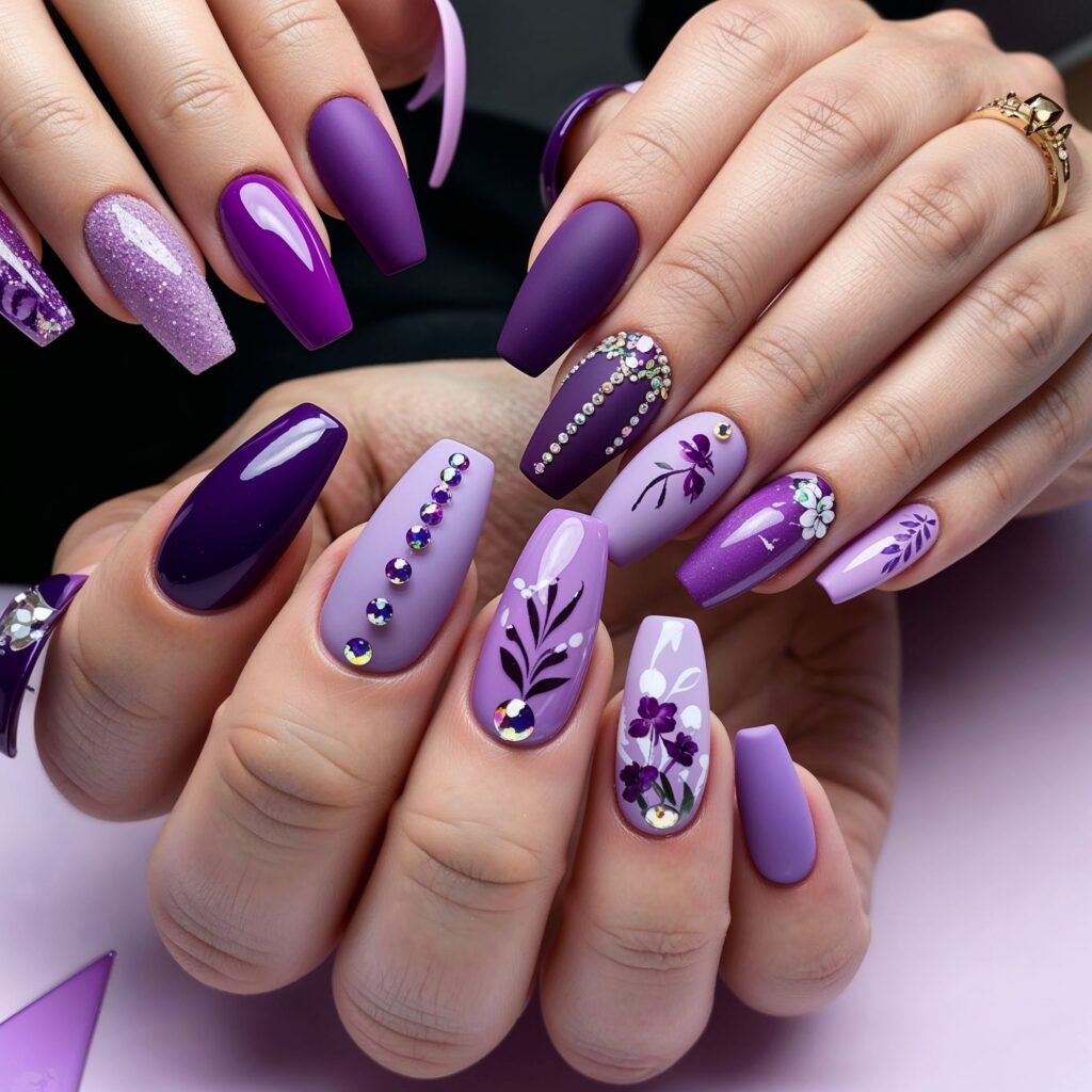 Purple Color Nail art Designs
