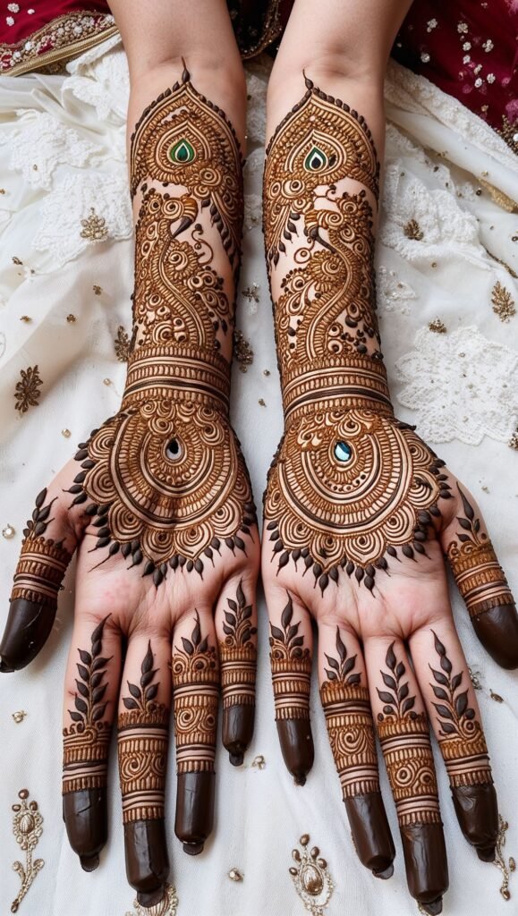 Detailed mehndi pattern on full hand