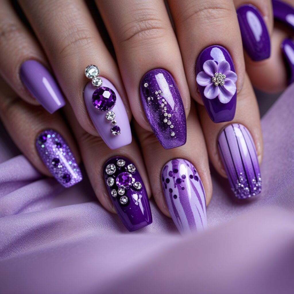 Purple Color Nail art Designs
