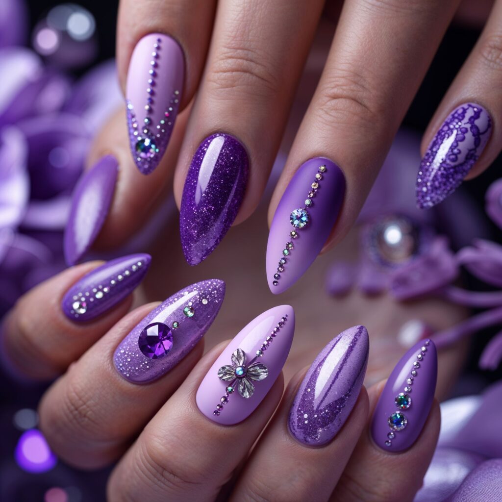 Purple Color Nail art Designs