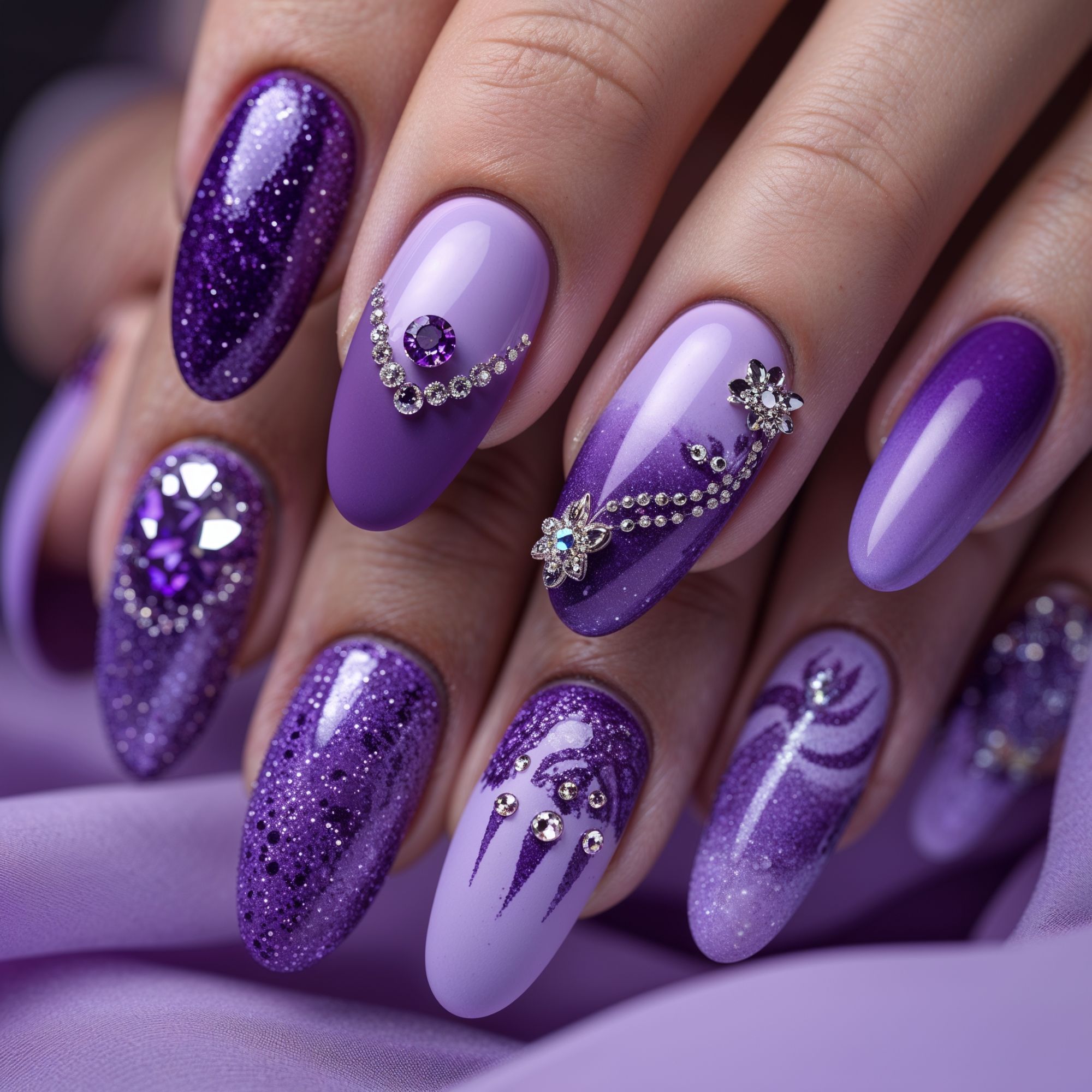 Purple Color Nail art Designs
