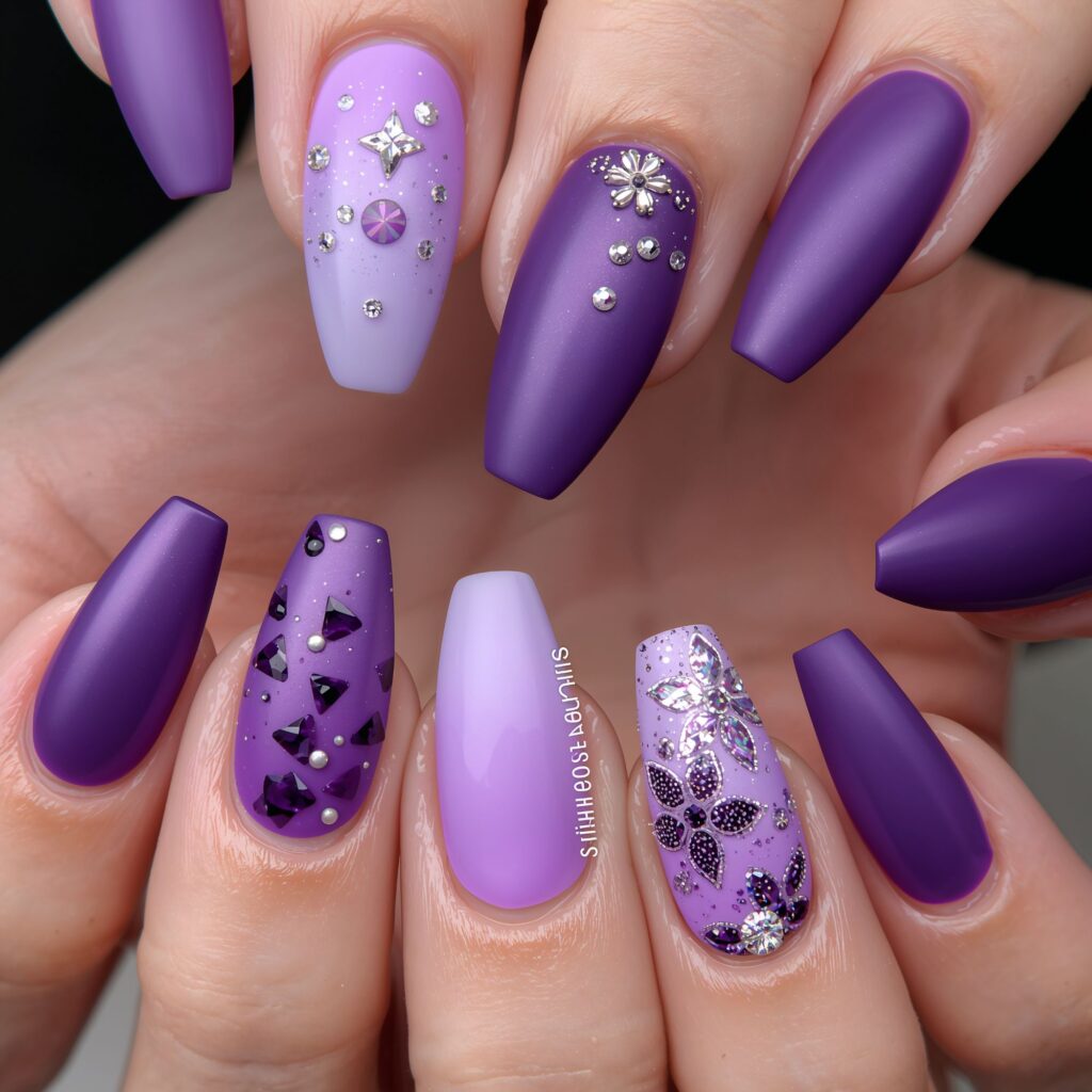 Purple Color Nail art Designs