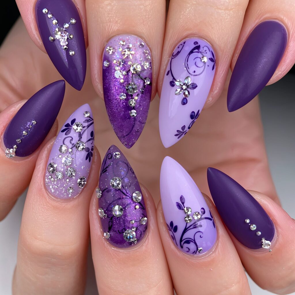 Purple Color Nail art Designs