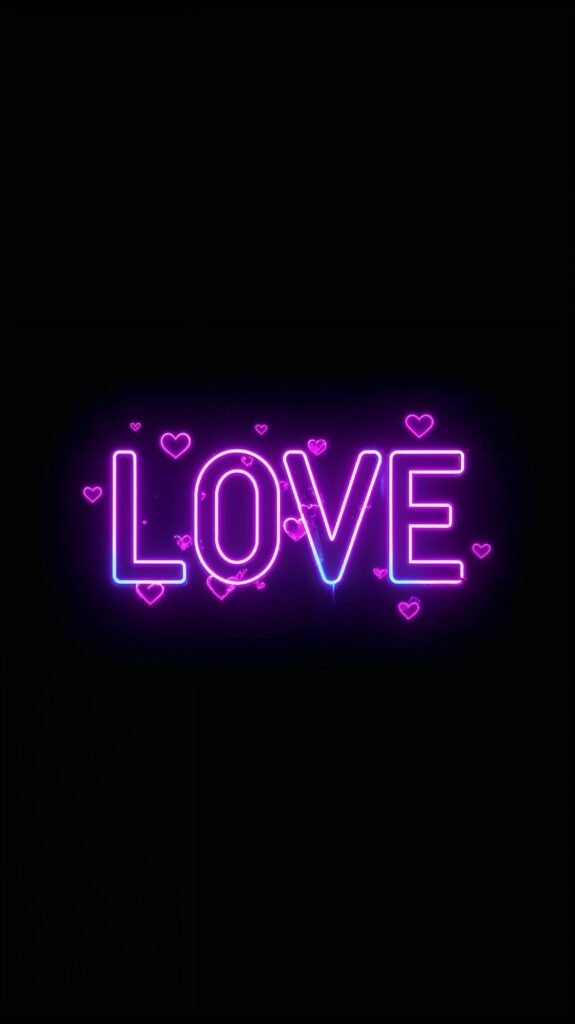 Aesthetic neon love 4K wallpaper for iPhone
