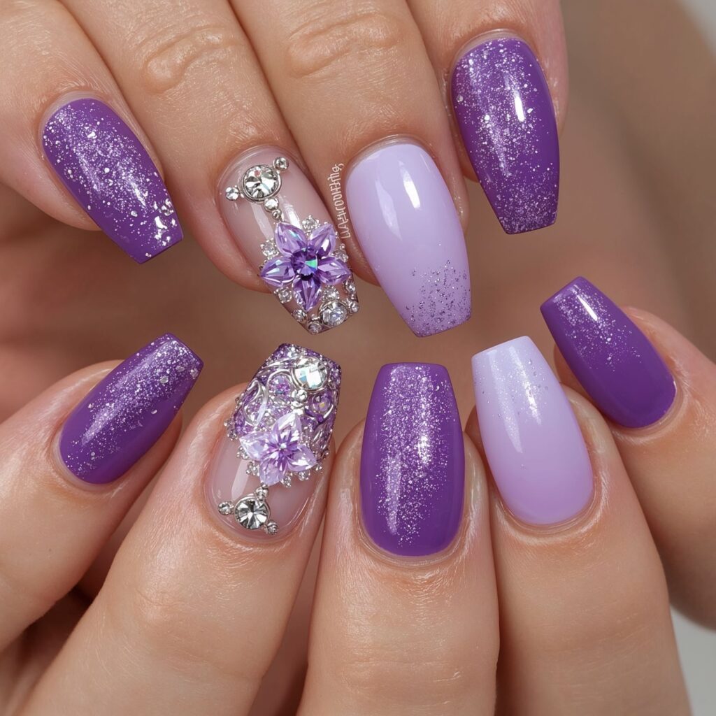 Purple Color Nail art Designs