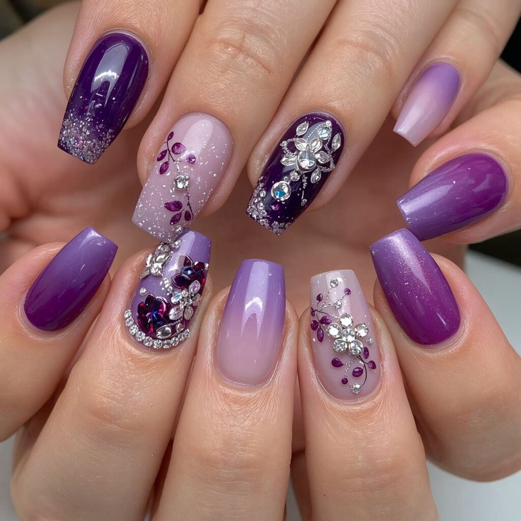 Purple Color Nail art Designs