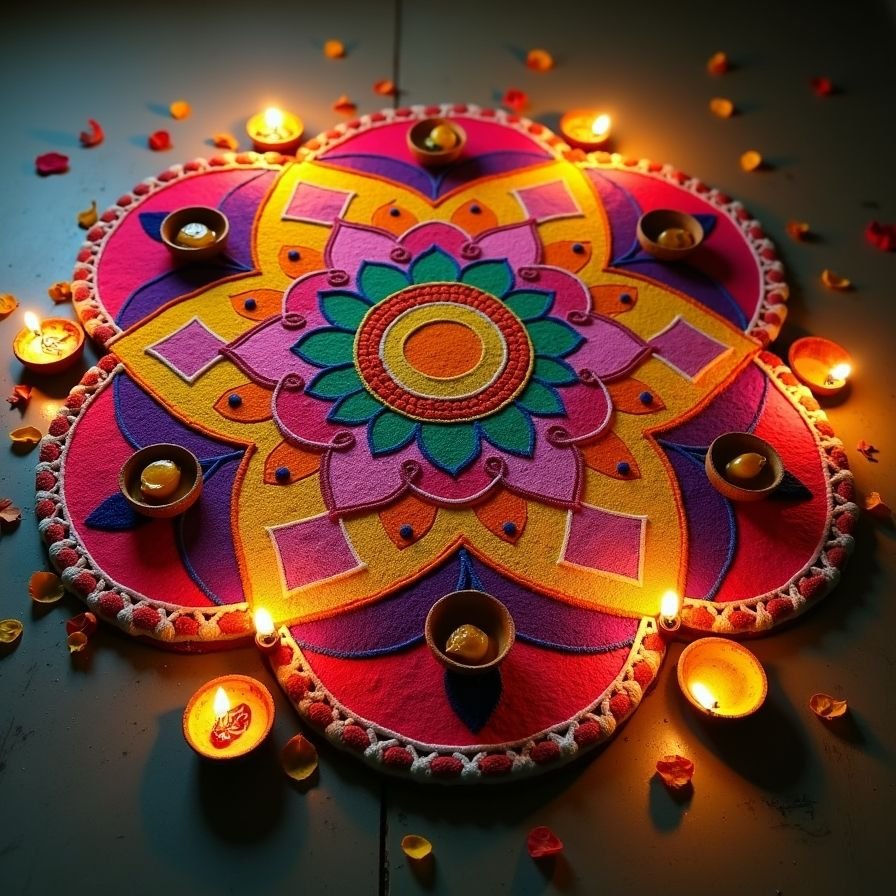 creative diwali sanskar bharti rangoli design