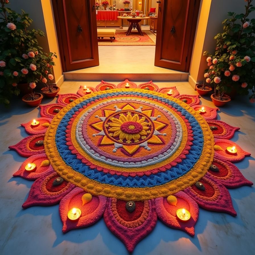 traditional sanskar bharti rangoli for home