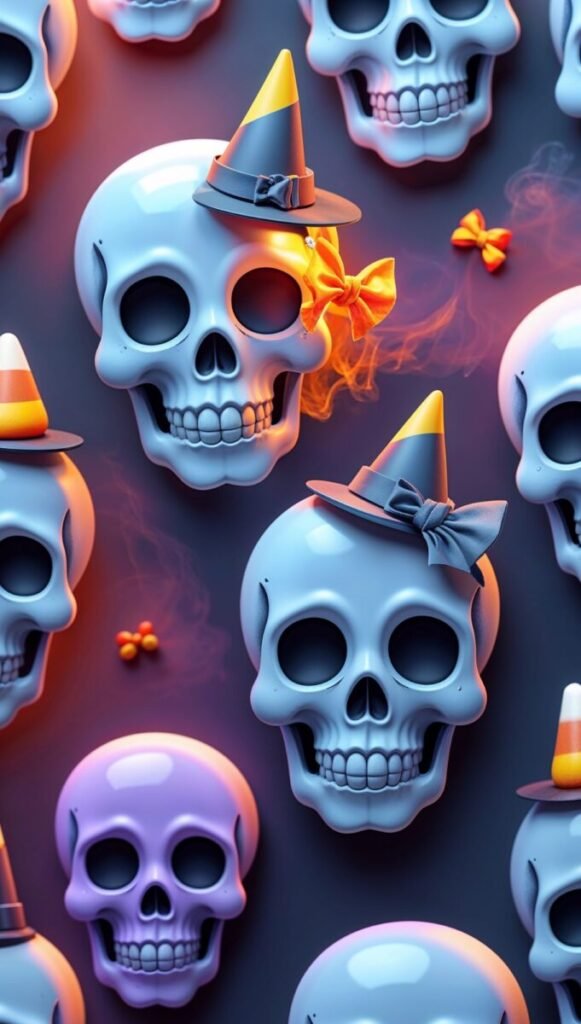 Vertical cute Halloween skull design by Leonardo Phoenix