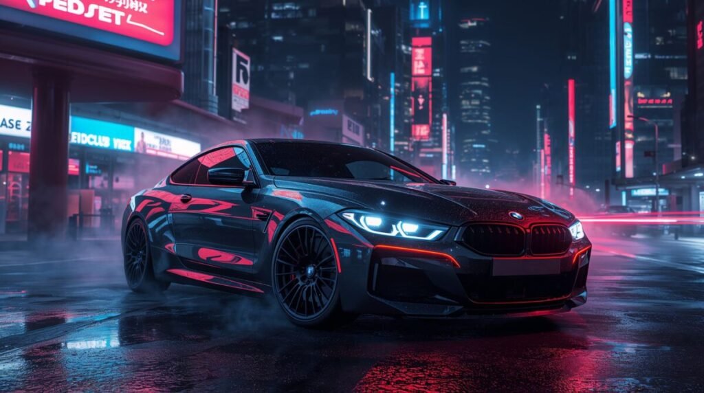 Lucid Origin sleek BMW car with gleaming metallic paint in full HD 4K