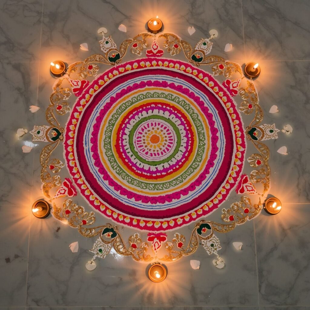 elegant sanskar bharti rangoli design with concentric circles
