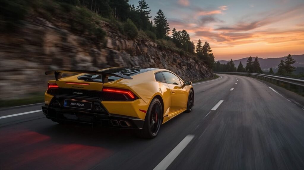 Black and Yellow Lamborghini Huracán 4K Wallpaper