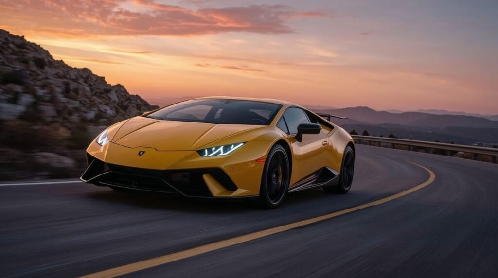 Bright Yellow Lamborghini Huracán Desktop Background