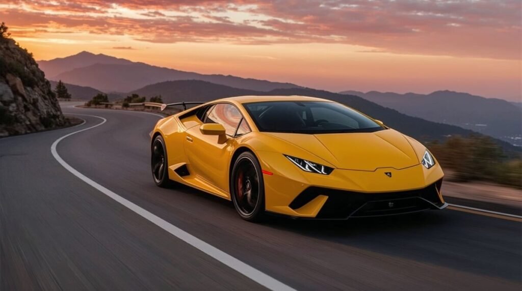 Bright Yellow Lamborghini Huracán High-Res Wallpaper
