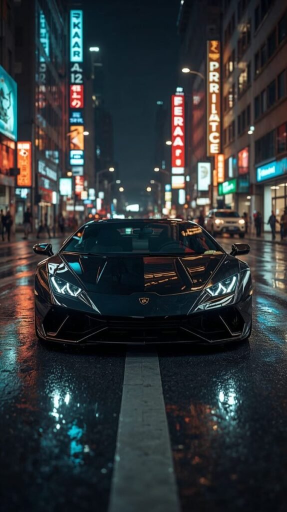 Black Aventador Phone Background Gleaming Body