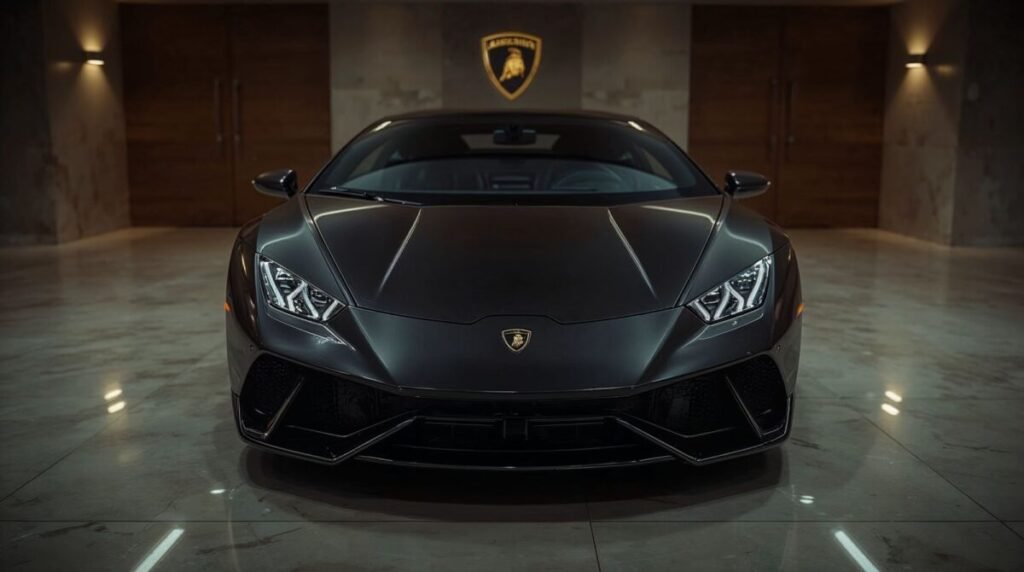 Black Lamborghini Desktop Wallpaper 4K Front View