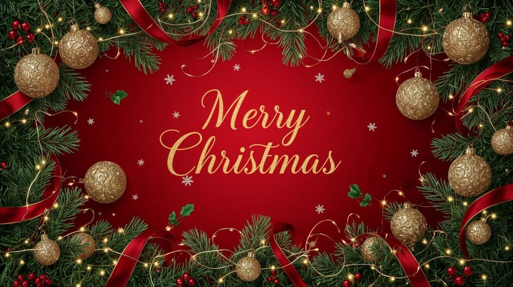 Luxurious Red Christmas Live Wallpaper Background with Ornaments