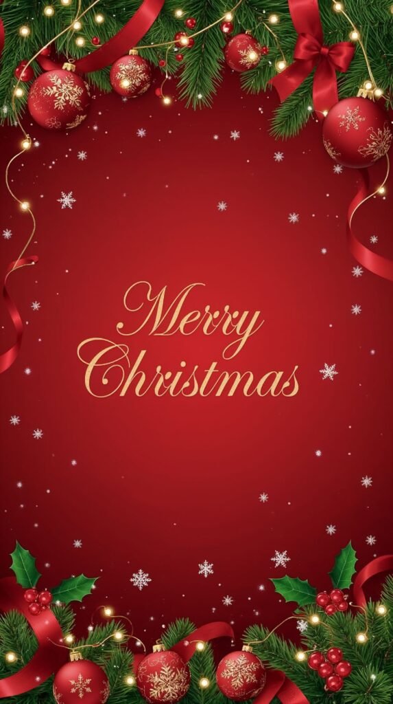 Vertical Luxurious Red Christmas Live Wallpaper Background