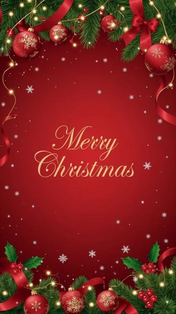 Vertical Luxurious Red Christmas Live Wallpaper Background
