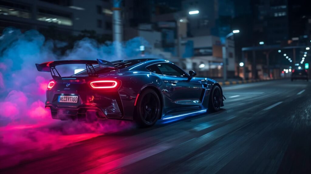 Sleek Electric Sports Car Night Live Wallpaper