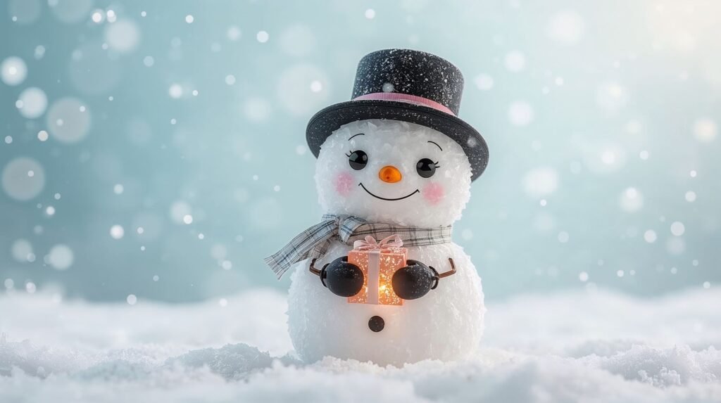 Cute Round Snowman Kawaii Face Christmas Live Wallpaper