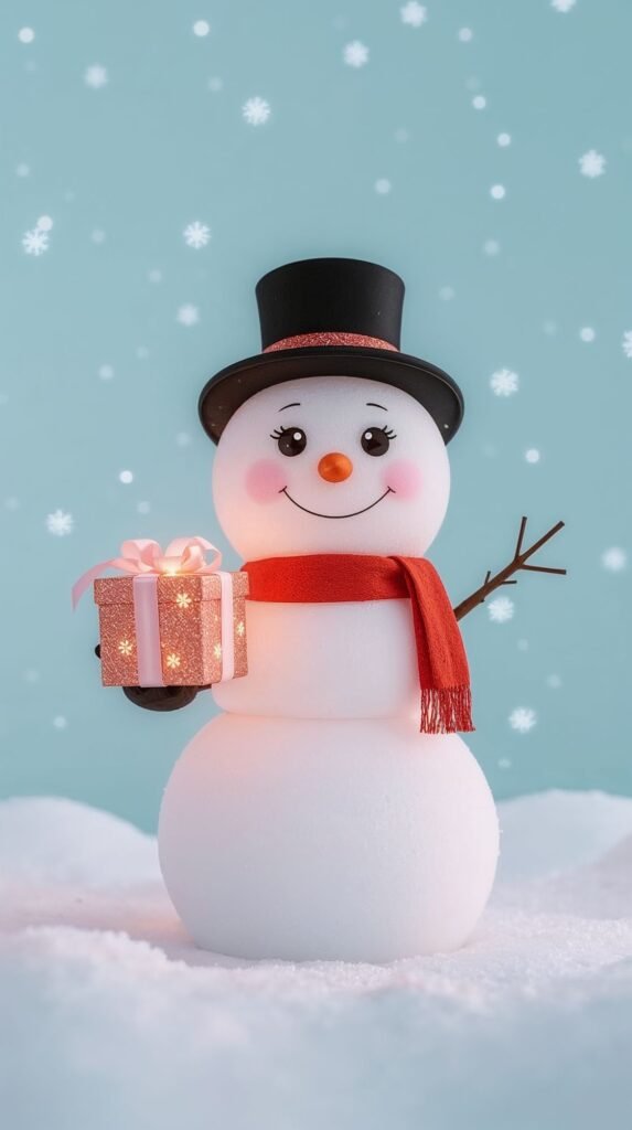 Vertical Cute Round Snowman Christmas Live Wallpaper for Phone