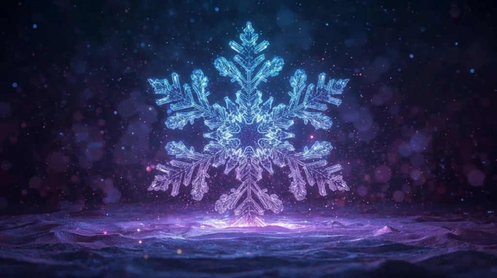 Horizontal Giant Glowing Neon Snowflake Christmas Live Wallpaper