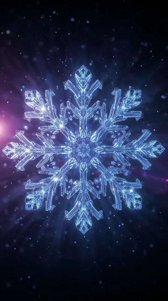Vertical Giant Glowing Neon Snowflake Christmas Live Wallpaper