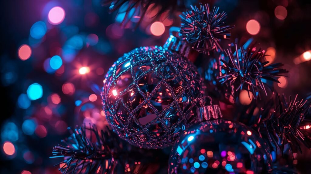 Macro Closeup Neon Christmas Live Wallpaper Ornaments
