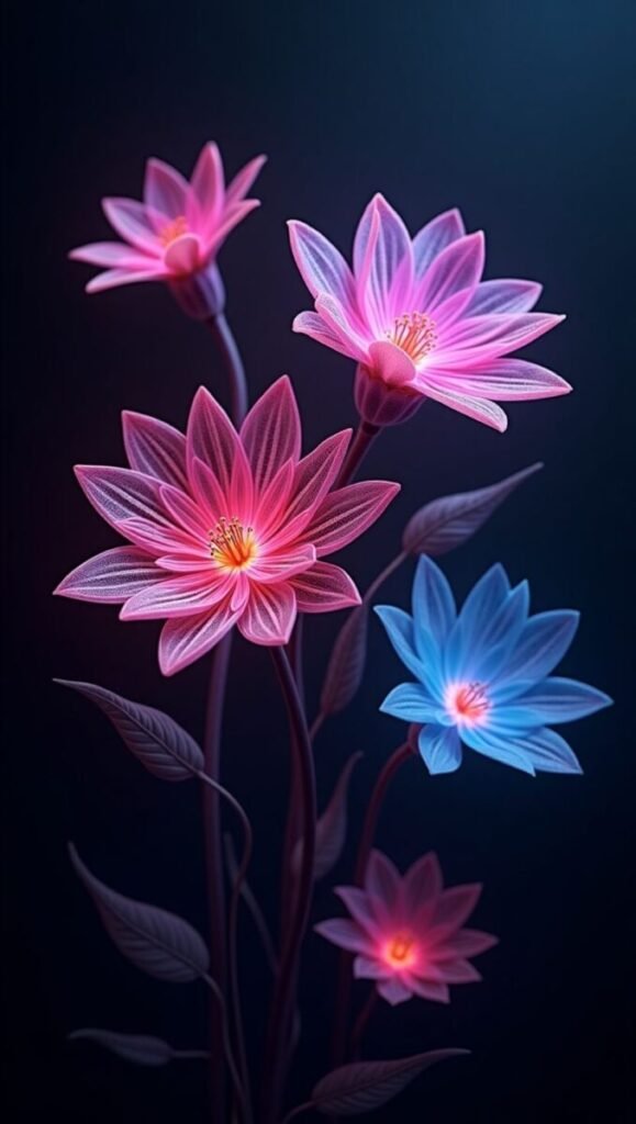 Vertical Subtle Abstract Black Floral Wallpaper with Dark Blooms