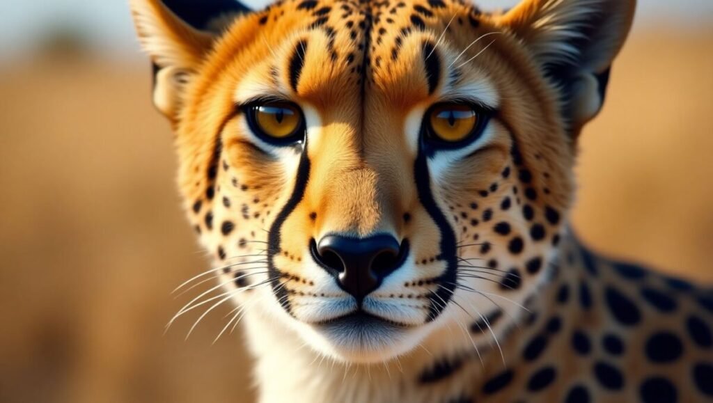 Cheetah eyes and tear marks detail