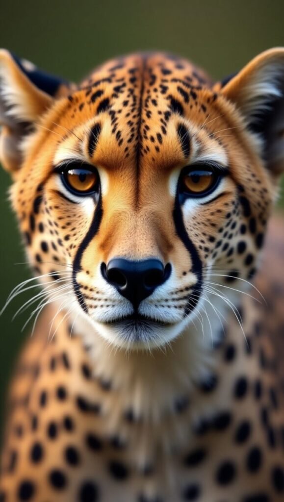 Intense expression cheetah face close-up