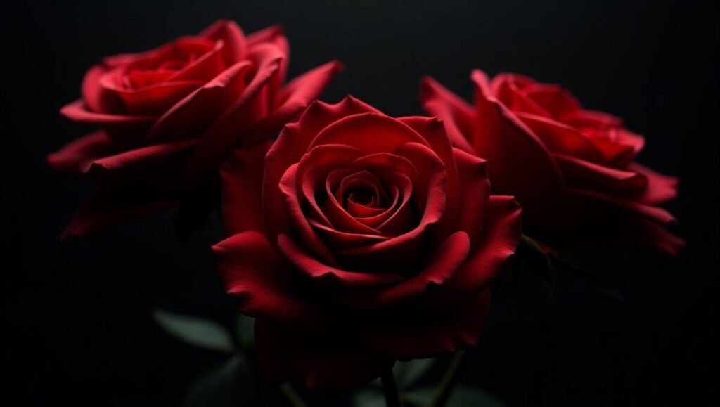 Dark Black Floral Wallpaper with Intricately Detailed Flowers and Leaves