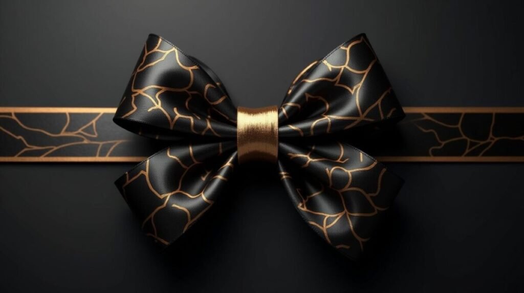 Intricately Designed Luxury Gold and Black Bows Wallpaper