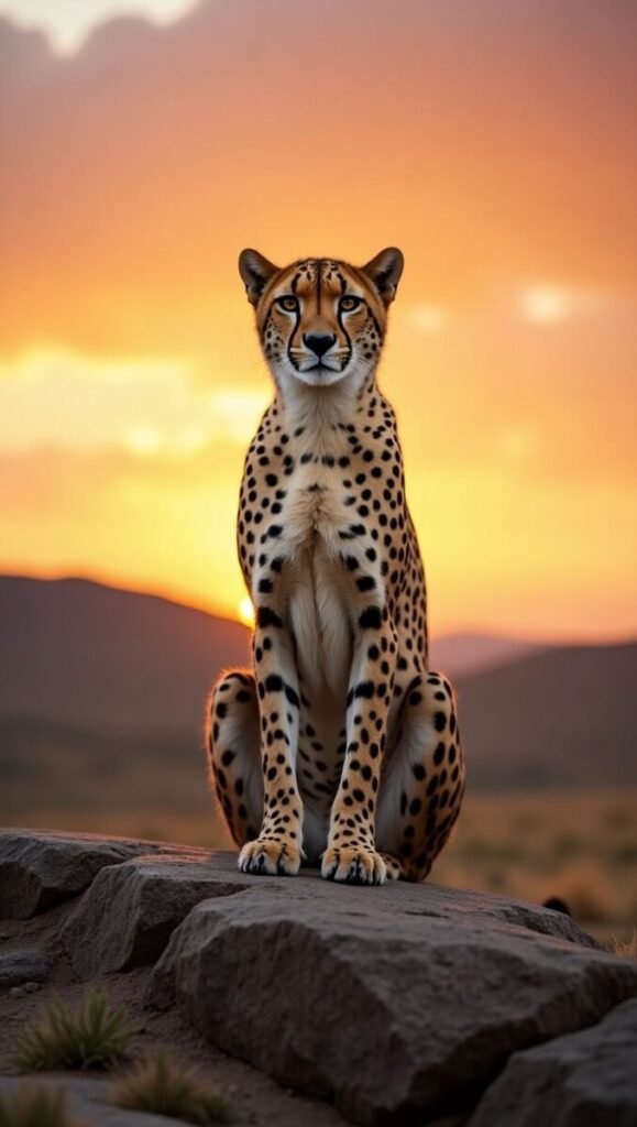 Portrait of majestic cheetah with thick coat