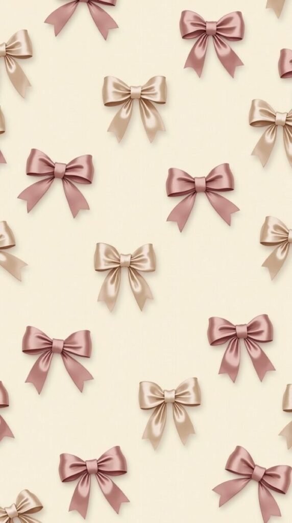 Intricately Detailed Vintage Bows Pattern Vertical Wallpaper