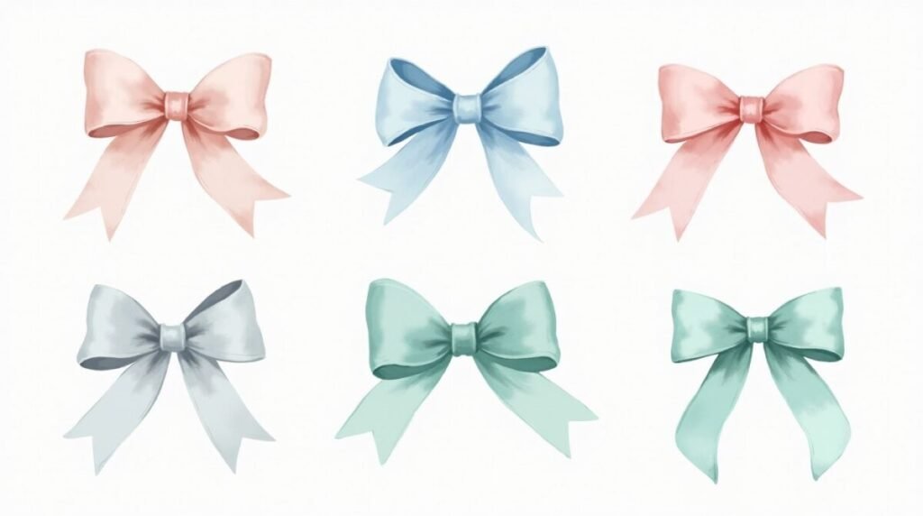 Delicate Watercolor Bows Wallpaper in Soft Pastel Colors