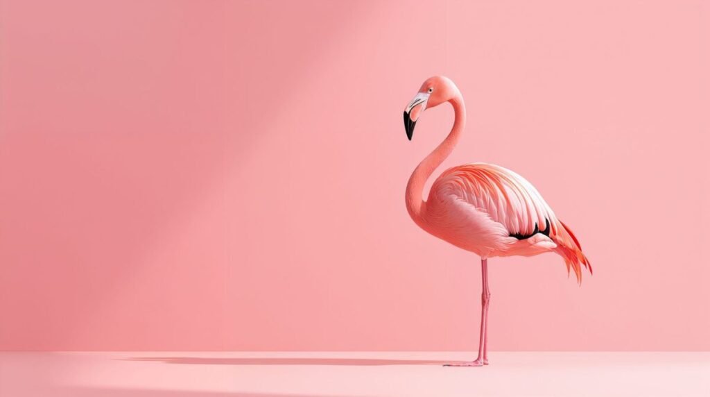 Minimalist flamingo on clean blue background