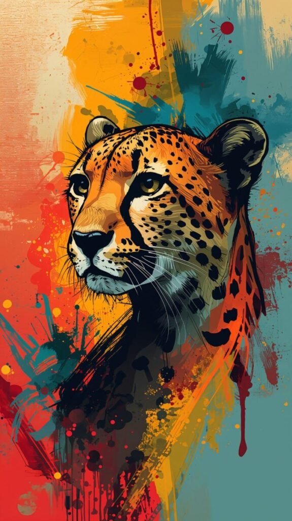 Abstract expressive cheetah art wallpaper